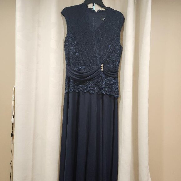 Blue with white stones long Blue Sage dress - Picture 1 of 5